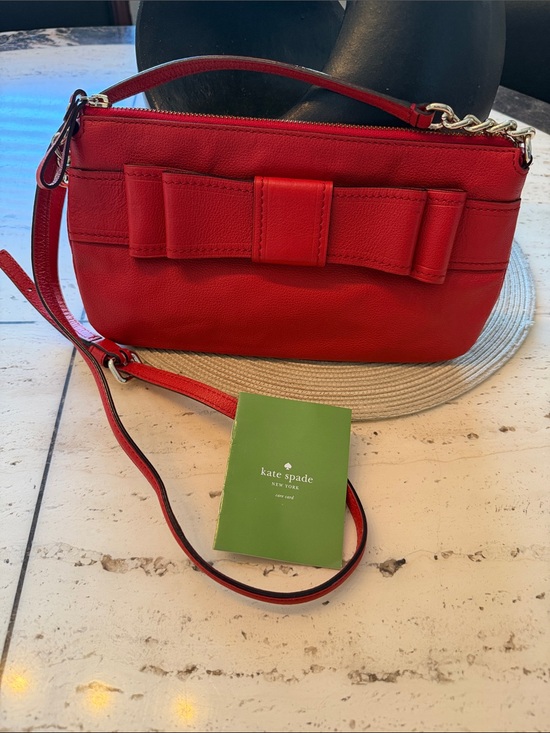 kate spade Handbags - kate spade Red Bow-Accent Adjustable Pebbled Leather Crossbody Bag
